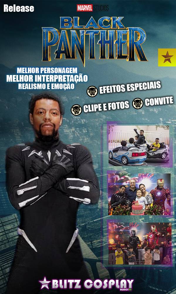 Contratar Cosplay Pantera Negra SP - Os Vingadores