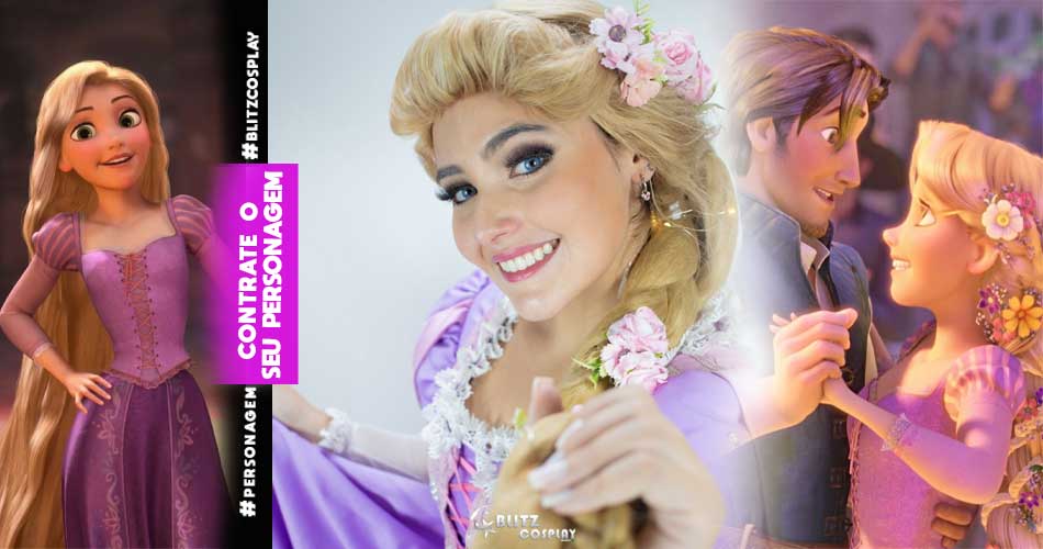 Rapunzel e Flynn Ryder de Enrolados Personagem Vivo para festa infantil