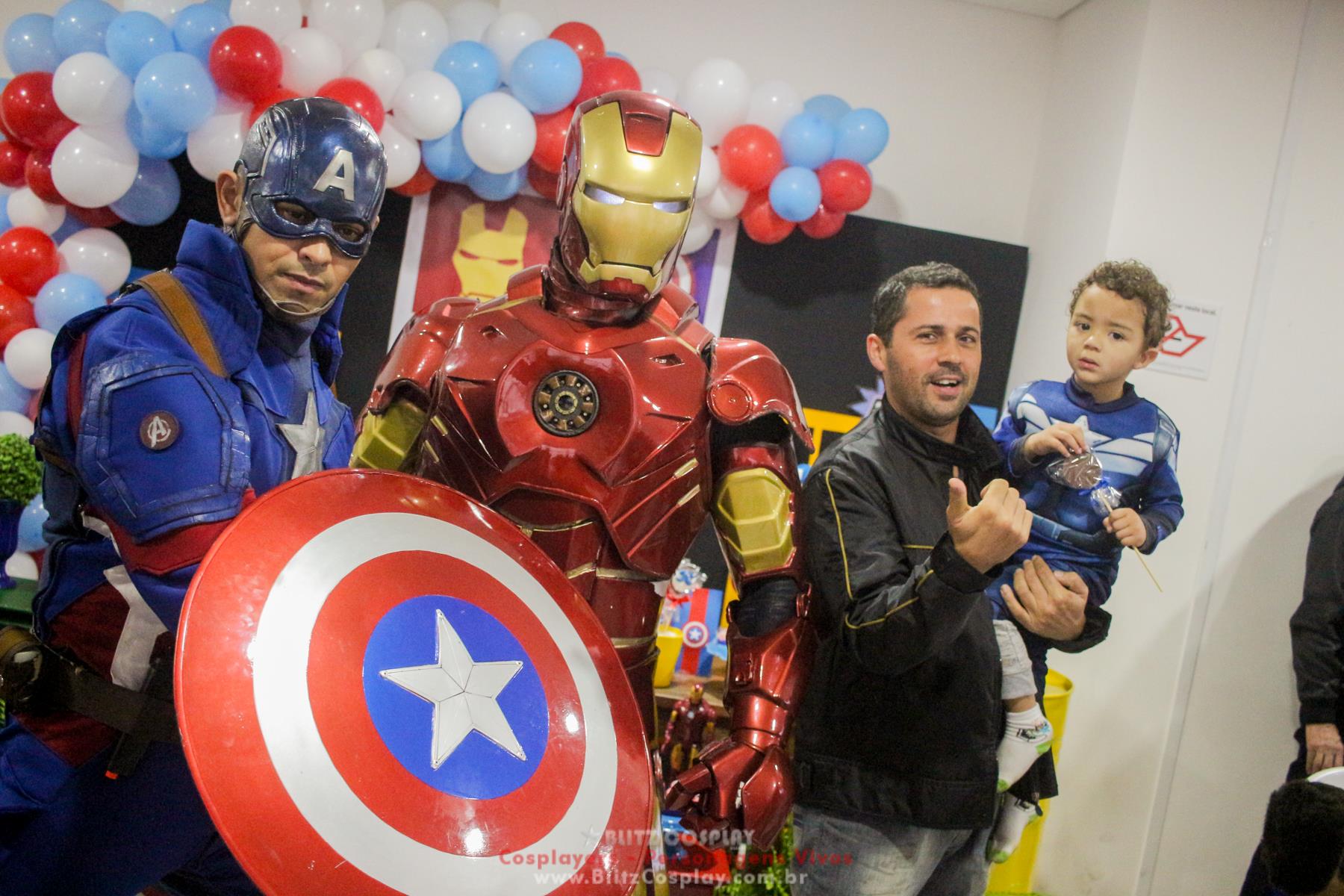 Personagem vivo Capitão America para festas