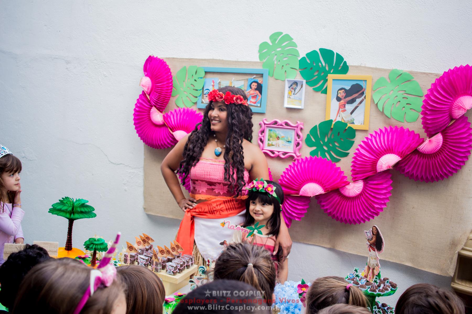 Moana personagem vivo pata festas