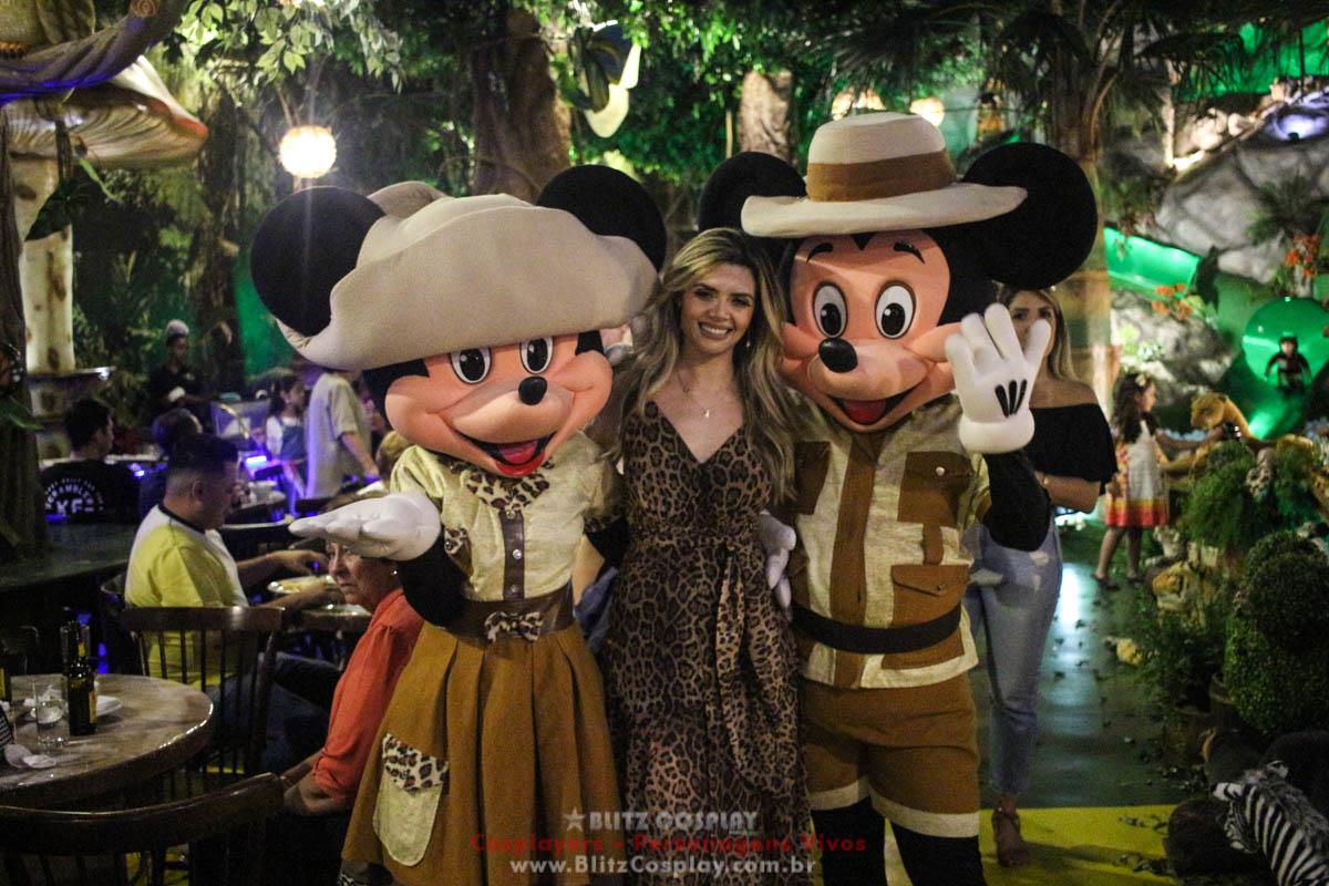 Mickey e Minnie Safari Personagens Vivos Para Festas.
