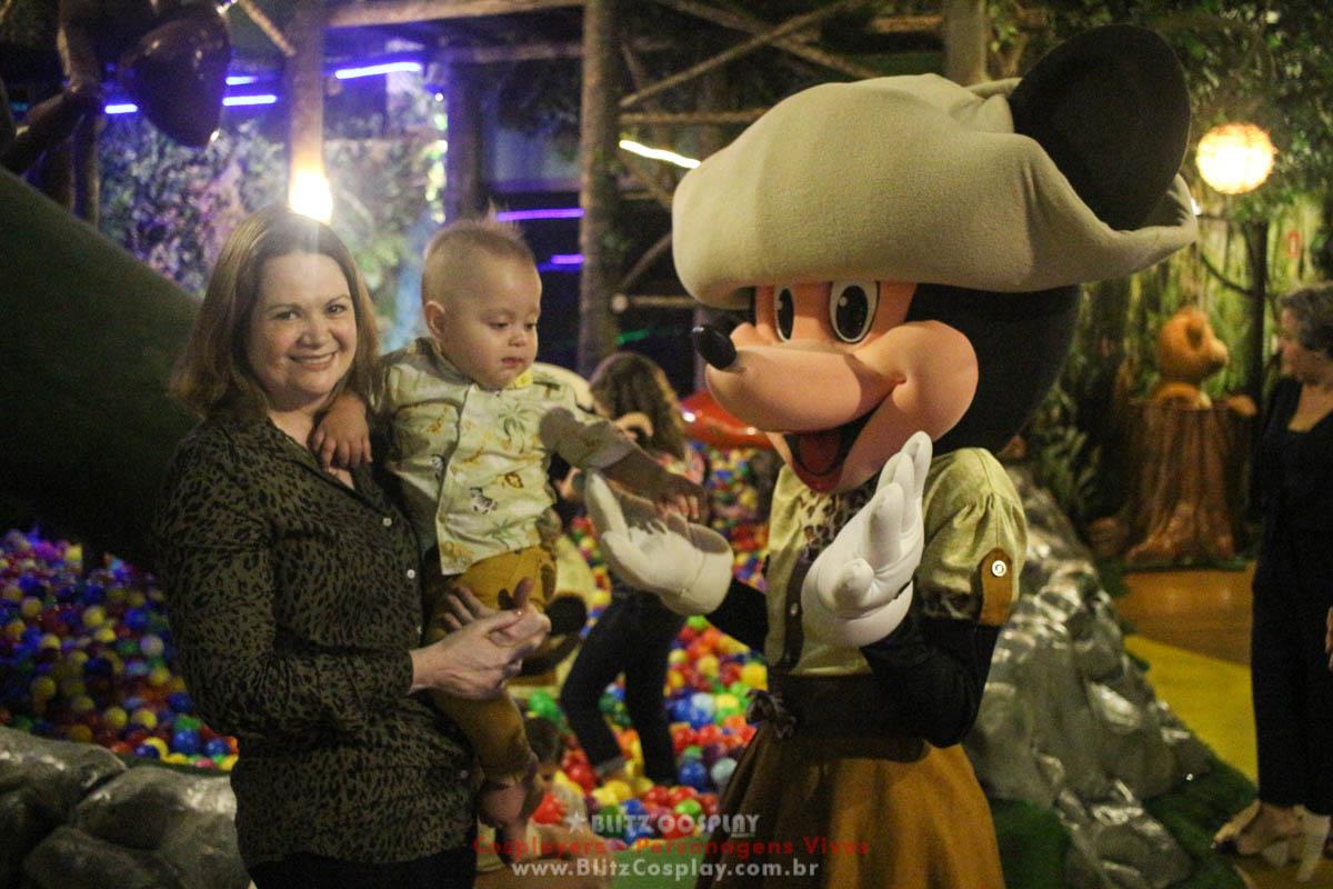 Mickey e Minnie Safari Personagens Vivos Para Festas.