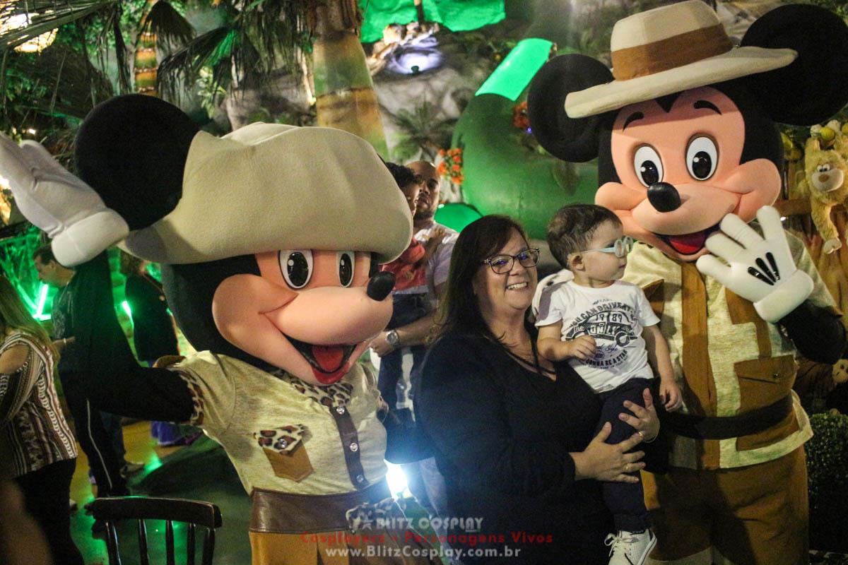 Mickey e Minnie Safari Personagens Vivos Para Festas.