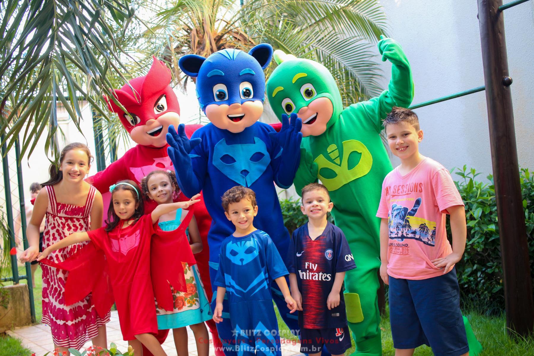 personagens vivos Pjmask para festas