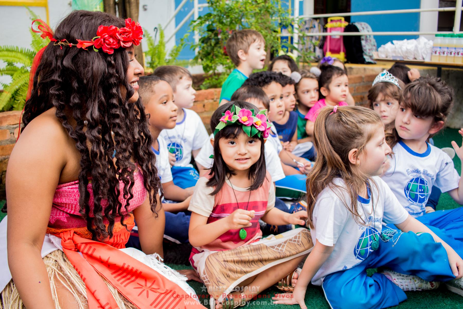Moana personagem vivo pata festas