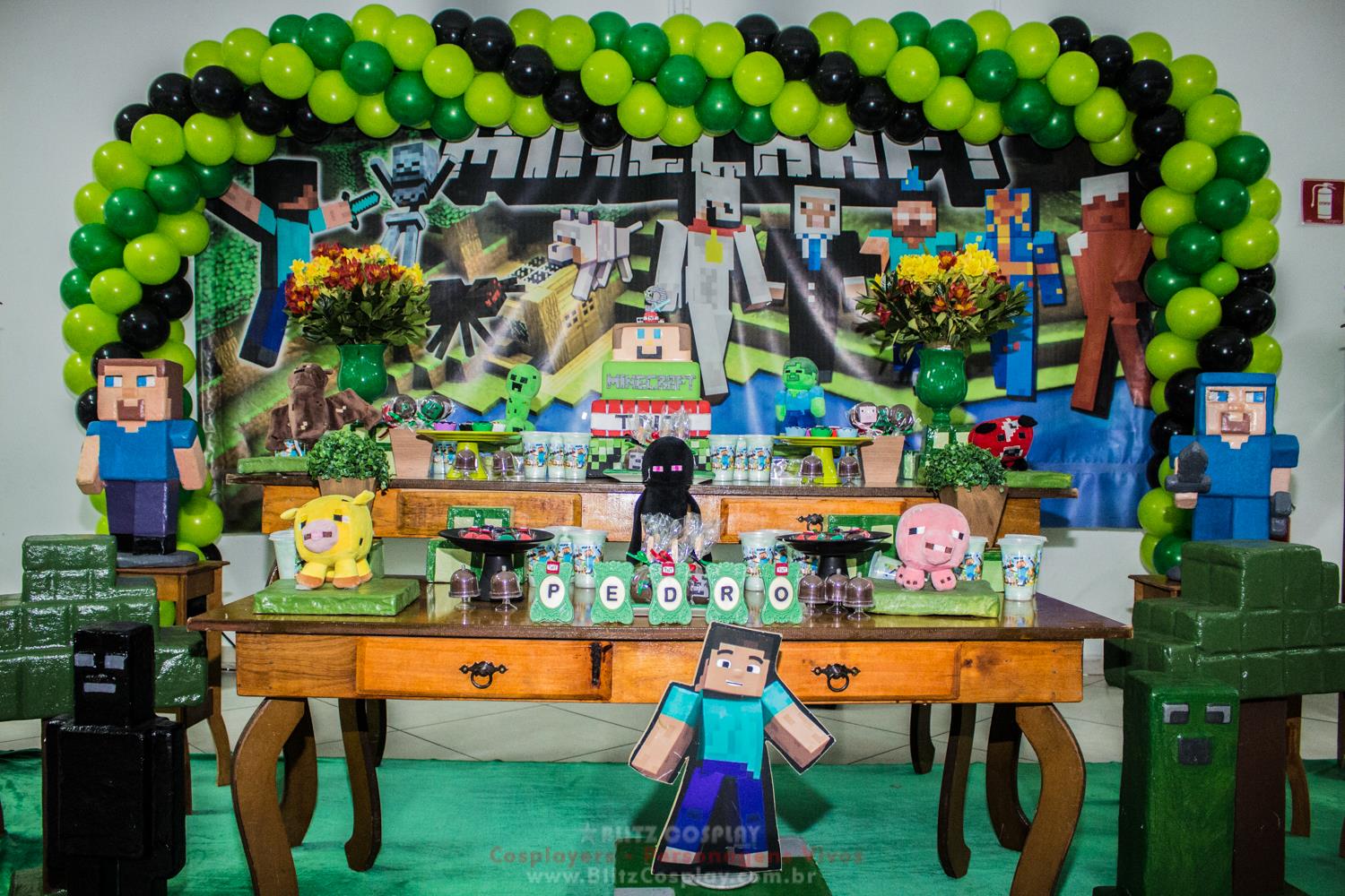 Minecraft Personagem Vivo Para Festas.