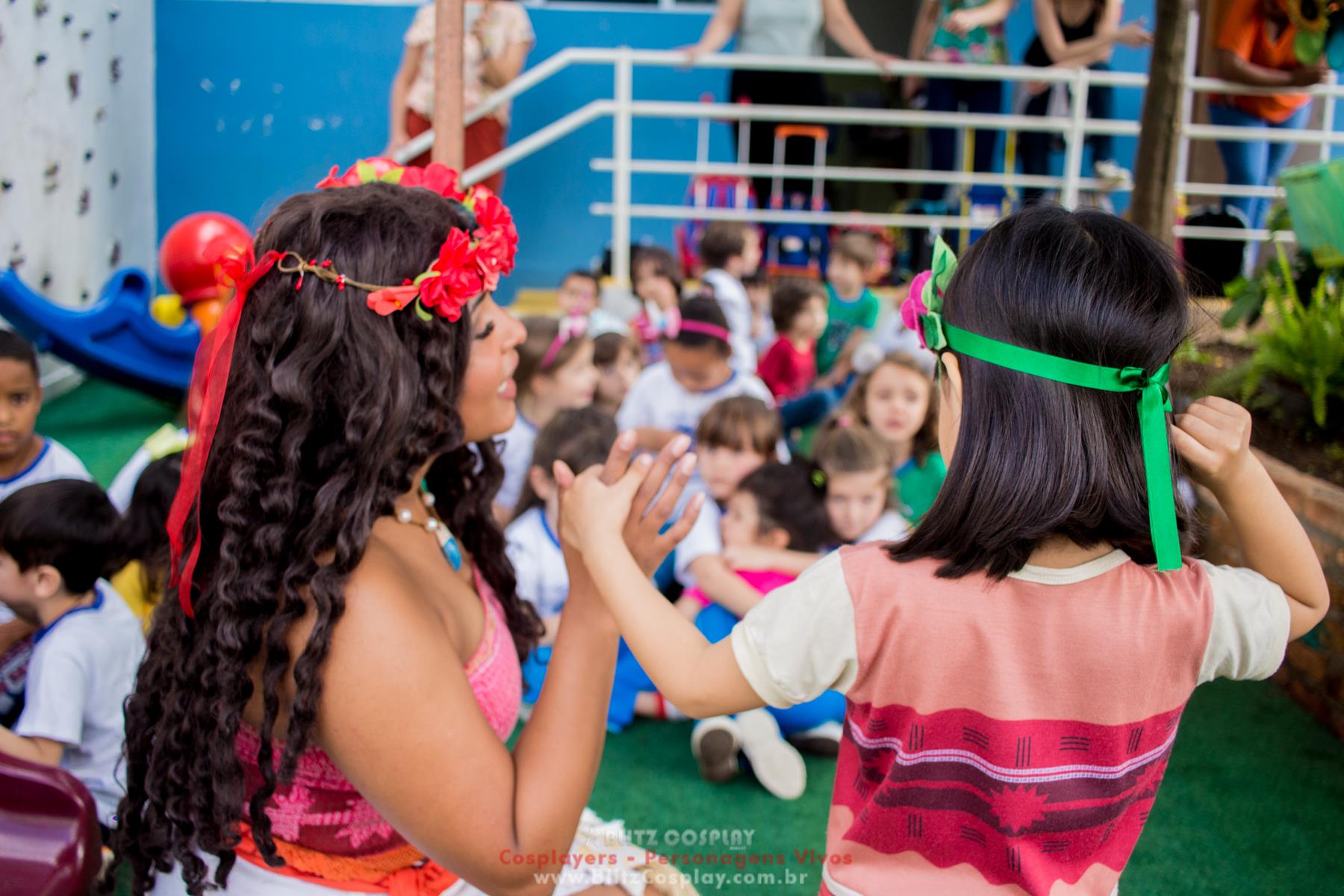 Moana personagem vivo pata festas