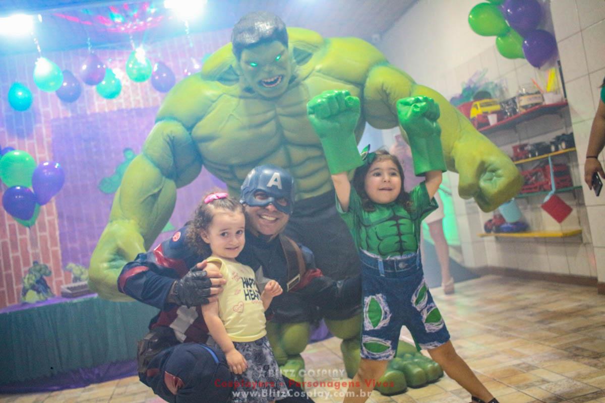 Hulk e Capitão América Personagens Vivos Para Festas.