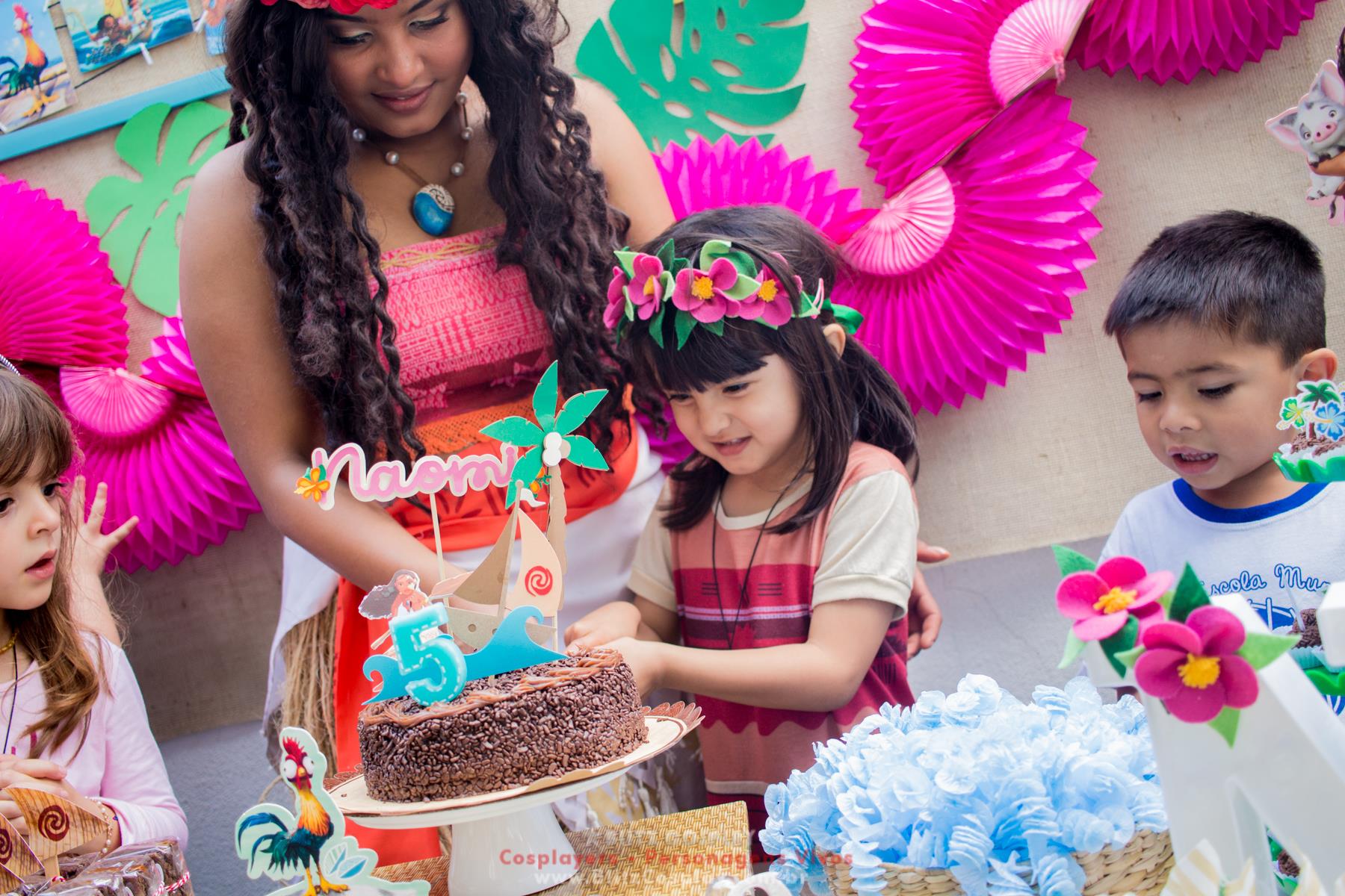 Moana personagem vivo pata festas