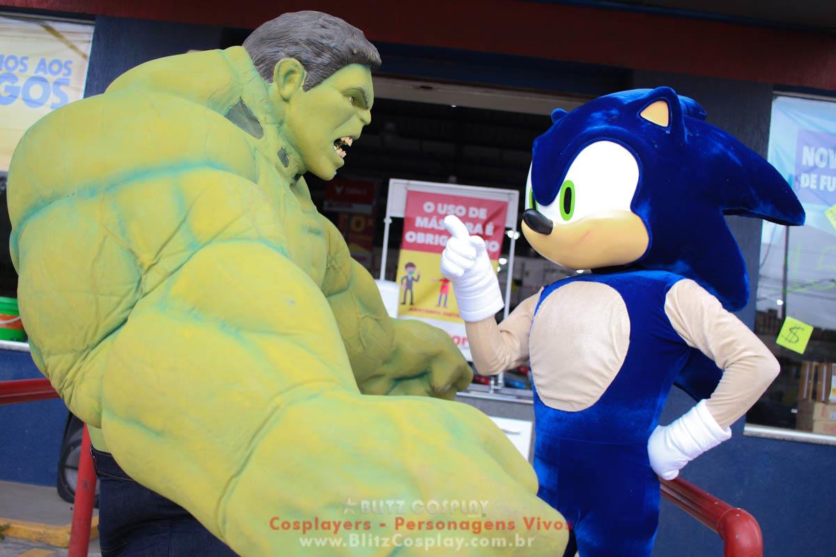 Hulk e Sonic Personagens Vivos Para Festas e Eventos.