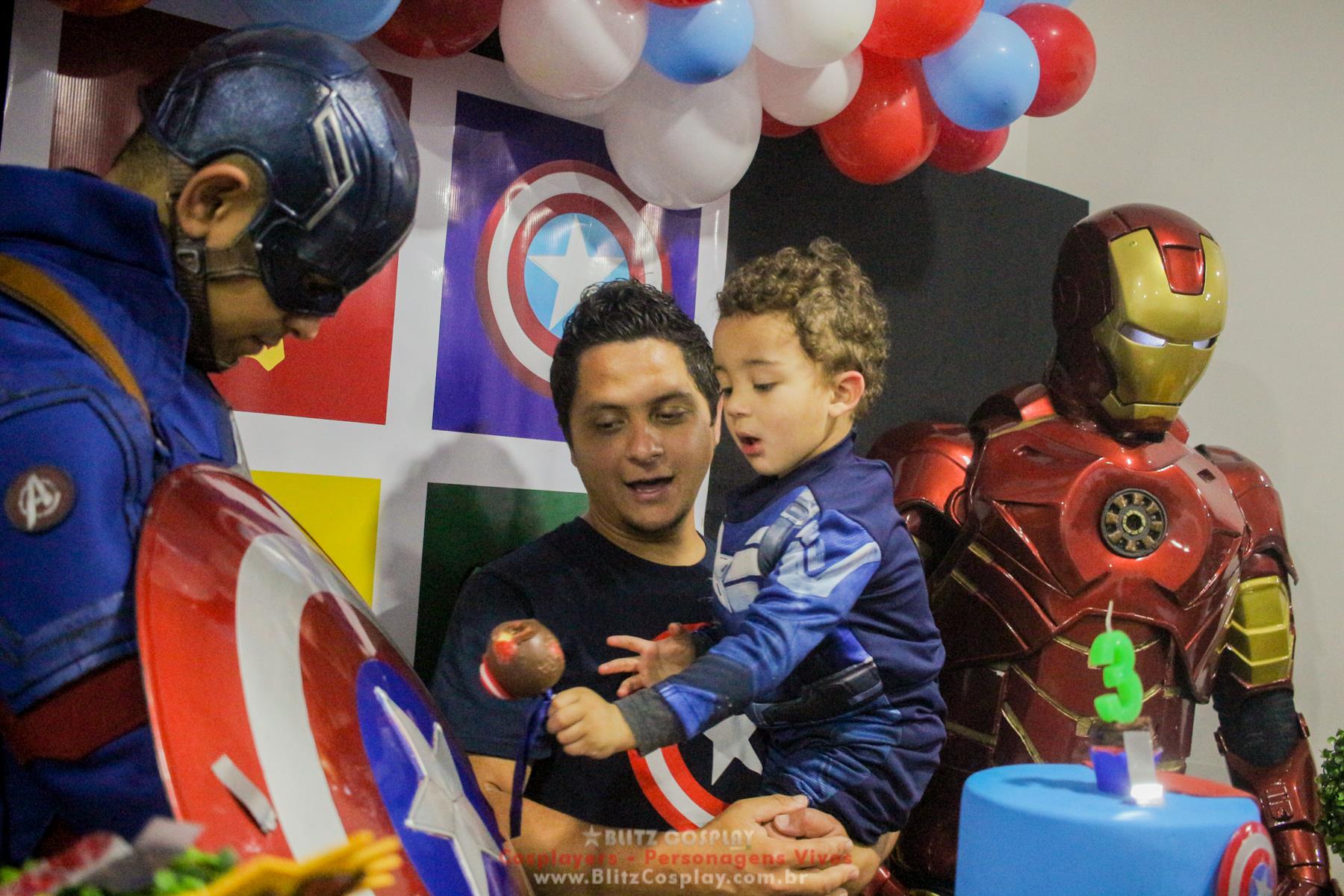 Personagem vivo Capitão America para festas